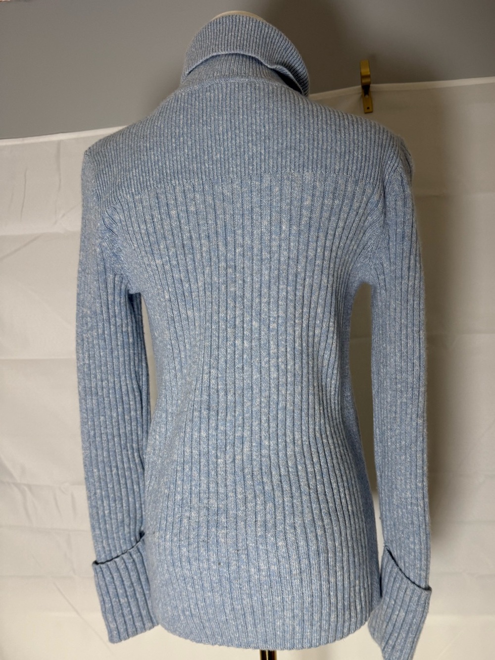 Club Monaco Blue Ribbed Wool Blend Turtleneck Sweater M - Picture 4 of 10